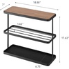 image:imageYAMAZAKI Home Tower Side Table with Storage Tier Shelves Narrow Narrow Wooden and Metal End Table for Bedside Or Living Room 17  SteelBlack