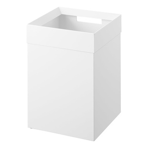 image:imageYAMAZAKI Home Trash Can  Short 14L Small Steel Trash Can with Rim Cover and Handle Square Metal Wastebasket for Bathroom Bedroom OfficeWhite