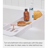 image:imageYamazaki Home Tower Expandable Bathtub Caddy  Bathroom Tray Table Holder 2  Abs Plastic White