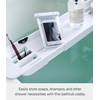 image:imageYamazaki Home Tower Expandable Bathtub Caddy  Bathroom Tray Table Holder 2  Abs Plastic White