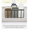 image:imageYAMAZAKI Home Tower FaucetHanging Sponge Caddy Kitchen Sink Dish Soap Bottle Brush Scrubber Organizer Holder Metal with Silicone Protection  SteelBlack