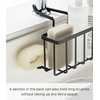 image:imageYAMAZAKI Home Tower FaucetHanging Sponge Caddy Kitchen Sink Dish Soap Bottle Brush Scrubber Organizer Holder Metal with Silicone Protection  SteelBlack