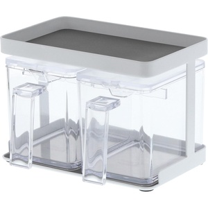 image:imageYamazaki Home Tower Pantry Canisters With Rack  Kitchen Container Storage Organizer  Double  Steel  Plastic  55 Cups 13 LitersWhite