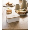 image:imageYamazaki Home Tosca Ceramic Butter Dish With Wooden Lid Covered Butter Keeper Holder For Fridge Or Kitchen Counter 