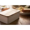 image:imageYamazaki Home Tosca Ceramic Butter Dish With Wooden Lid Covered Butter Keeper Holder For Fridge Or Kitchen Counter 
