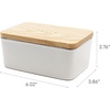 image:imageYamazaki Home Tosca Ceramic Butter Dish With Wooden Lid Covered Butter Keeper Holder For Fridge Or Kitchen Counter 
