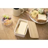 image:imageYamazaki Home Tosca Ceramic Butter Dish With Wooden Lid Covered Butter Keeper Holder For Fridge Or Kitchen Counter 