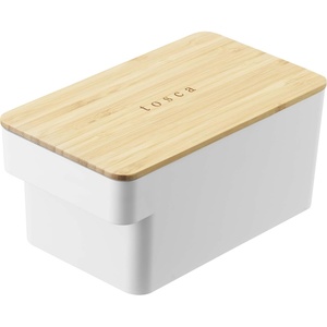 image:imageYAMAZAKI Home Tosca Butter Case Food Storage Container For Refrigerator Or Countertop With Handle And Sealed Lid  Plastic  Wood 
