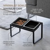 image:imageYamazaki Home Slow Feeder Ceramic Pet Bowl with Elevated Stand  Small Ceramic Bowl Set with AntiChoking Puzzle for Cats and Small Dogs Angled Design White  075 Cups 180 mlBlack
