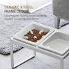 image:imageYamazaki Home Slow Feeder Ceramic Pet Bowl with Elevated Stand  Small Ceramic Bowl Set with AntiChoking Puzzle for Cats and Small Dogs Angled Design White  075 Cups 180 mlWhite