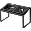 image:imageYamazaki Home Slow Feeder Ceramic Pet Bowl with Elevated Stand  Small Ceramic Bowl Set with AntiChoking Puzzle for Cats and Small Dogs Angled Design White  075 Cups 180 mlBlack