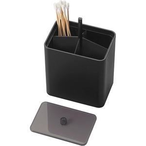 image:imageYAMAZAKI Home Cotton Swab Holder Qtip Dispenser  Pop Up One Hand Bathroom  Abs Plastic Black