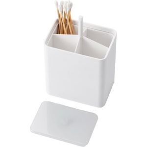 image:imageYAMAZAKI Home Cotton Swab Holder Qtip Dispenser  Pop Up One Hand Bathroom  Abs Plastic White